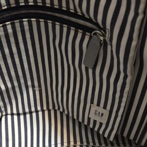GAP Navy and White Vertical Stripe Inside Gray On Outside Large Tote By Gap